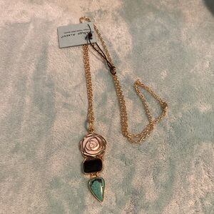 Charles Albert Gold and Black Onyx, Mother of Pearl and Turquoise Necklace